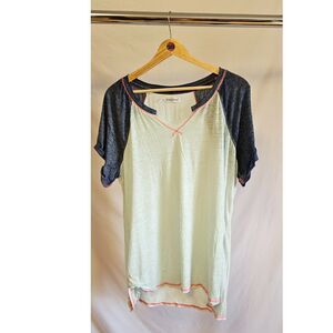 Maurices Semi-Sheer Blue Raglan Tee Shirt Women's Plus Size 2